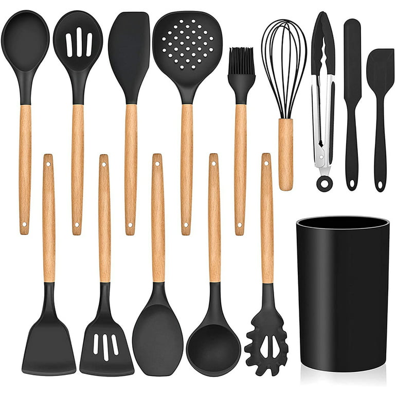 https://i5.walmartimages.com/seo/Walchoice-15-Piece-Kitchen-Silicone-Cooking-Utensils-Set-Holder-Wooden-Handle-Tools-Include-Spatula-Tong-Slotted-Spoon-Turner-Whisk-Brush-Black_19b8c305-51ad-4eb2-97cf-0109a961b702.e3a6b7f9e2540ac599d95b0b62a49ed7.jpeg?odnHeight=768&odnWidth=768&odnBg=FFFFFF
