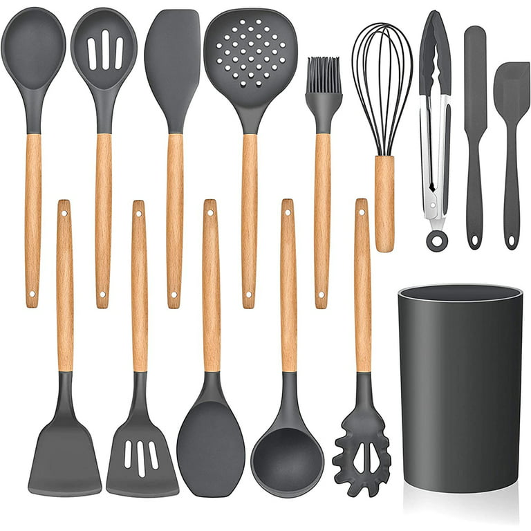 ReaNea Gold 38 Pieces Silicone Kitchen Utensils Set With Sturdy Stainless  Steel Utensil Holder