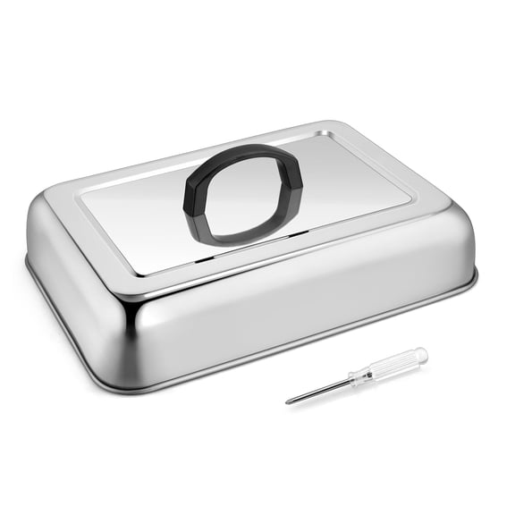 Walchoice 1PCS Basting Cover Melting Dome, 13” Rectangular Stainless Steel Cheese Melt Lid for Outdoor Flat Top Grill, Steam Cover for Kitchen BBQ Burger Cooking