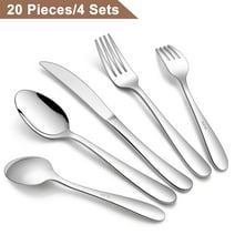 Walchoice 20-Piece Heavy Duty Silverware Set, Stainless Steel Cutlery Flatware Set for 4, Elegant Metal Eating Utensils Tableware