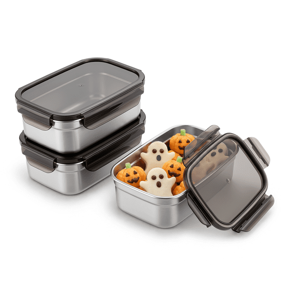 Walchoice 3 Pack Stainless Steel Food Storage Containers with Lids, 24oz Metal Snack Containers, Unbreakable & Lightweight, Stackable & Dishwasher Safe for School Lunch, Prep Meal & Portion Control