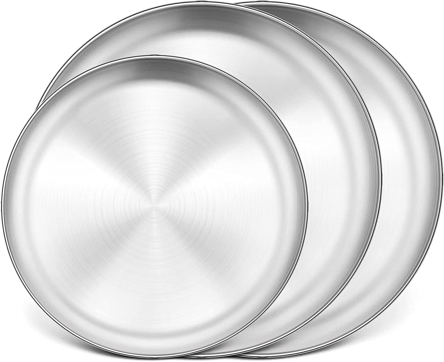 Walchoice 3 Pieces Pizza Pans, Stainless Steel Round Pizza Trays, Metal