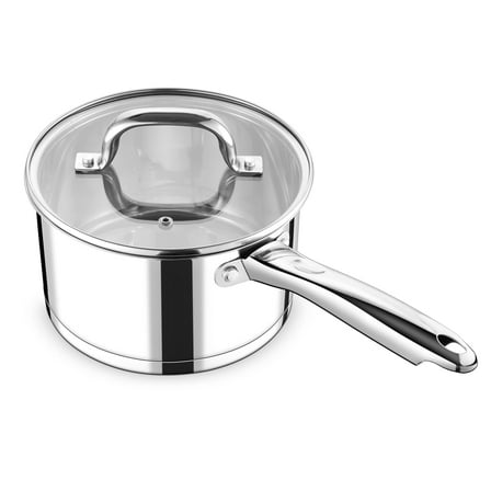 Walchoice 3QT Sauce Pan with Glass Lid, 3 Quart Stainless Steel Saucepan, Small Saucepan with Tri-ply Composite Bottom, Heavy Duty Kitchen Induction Pot for Cooking Boiling Stewing, Dishwasher Safe