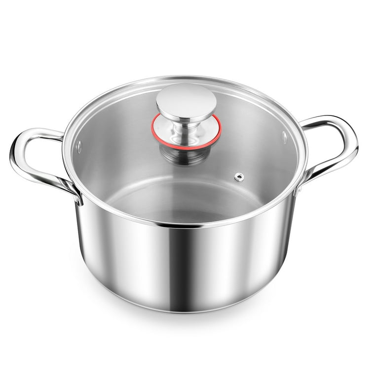 Stainless Steel Soup Stock, Pasta, Stew Pot with Glass Lid