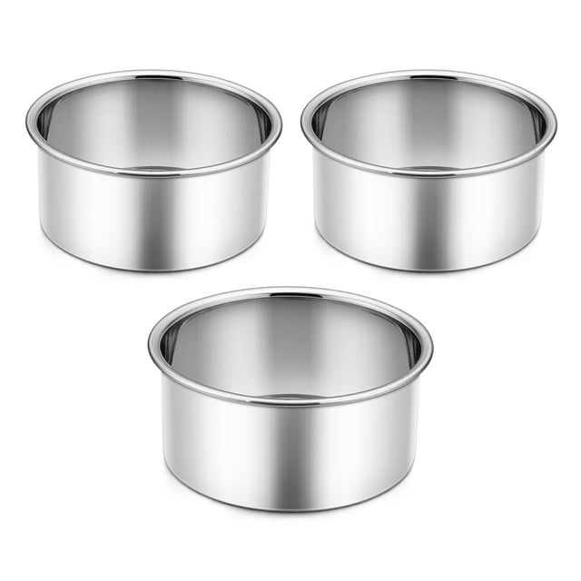 Walchoice 4 inch Small Cake Pan Set of 3, Stainless Steel Metal Mini