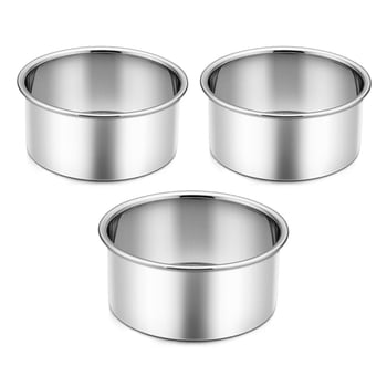 Walchoice 4 inch Small Cake Pan Set of 3, Stainless Steel Metal Mini Round Smash Cake Baking Pans