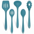 thumbnail image 1 of Walchoice 5 Pcs Silicone Cooking Utensils Set, Heat-Resistant Kitchen Utensils Set, Food-Grade Kitchen Tools, Soup Ladle, Slotted Spoon, Slotted Turner, Spoon, Pasta Server - Blue, 1 of 7