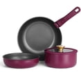thumbnail image 1 of Walchoice 5Pcs Pots and Pans Set, Granite Nonstick Cookware Set with Detachable Handle, Stackable Kitchen Cooking Set with Saucepan Frying Pans, Induction Compatible & Oven Safe - Purple, 1 of 10