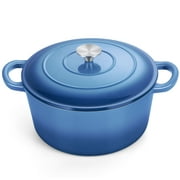 Walchoice 6 Quart Enameled Cast Iron Dutch Oven with Lid, Nonstick Round Dutch Oven Pot with Dual Handles for Braising, Stews, - Blue