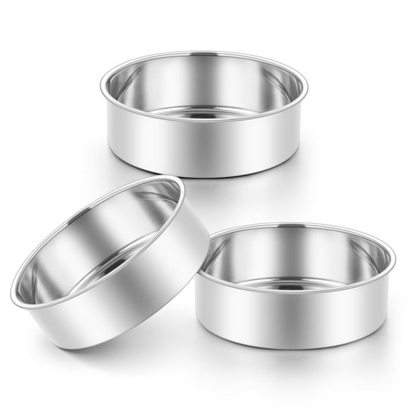 Walchoice 6 inch Cake Pan Set of 3, Stainless Steel Metal Round Smash Cake Baking Pans Tins for Birthday Wedding, Non-Toxic & Dishwasher