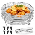 thumbnail image 1 of Walchoice 8 Inch Round Air Fryer Rack, 3Pcs Stackable Dehydrator Racks with Clamp and Silicone Feet, Stainless Steel Air Fryer Accessories for Normal Airfryer Oven Pot, Fit 4.2QT - 8QT Airfryer, 1 of 9