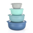 thumbnail image 1 of Walchoice Mixing Bowls Set of 4, Plastic Wide Prep Bowls with Airtight Lids, Nesting Bowl Set for Storage, Preparing, Freezer & Dishwasher Safe Dark Blue, 1 of 7