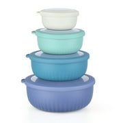 Walchoice 8-Piece Mixing Bowls with Airtight Lids, Plastic Wide Prep Bowls Nesting Bowl Set for Storage, Preparing, Freezer & Dishwasher Safe, Multiple Sizes