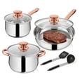 thumbnail image 1 of Walchoice 8-Piece Stainless Steel Cookware Set, Kitchen Pots and Pans Set with Glass Lid for Cooking, Kitchen Cookware Set with Utensils, Induction & Dishwasher Safe, Copper, 1 of 8