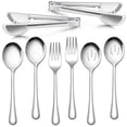 thumbnail image 1 of Walchoice 8 Pieces Serving Utensils Set, Stainless Steel Hostess Set, Includes Slotted Spoon/Serving Spoon/Serving Fork/Serving Tongs, Mirror Polished & Dishwasher Safe, 1 of 6