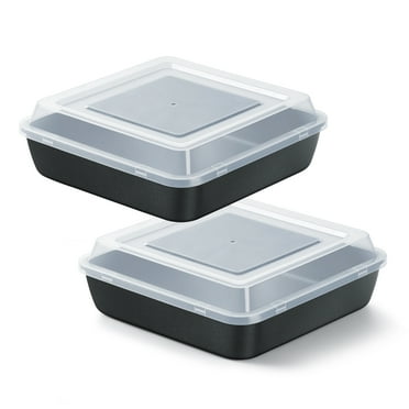 Walchoice 8 x 8 inch Baking Pan with Lid Set of 2, Nonstick Square Cake Pan with Covers, Stainless Steel Deep Bakeware for Oven Cooking Lasagna Brownies