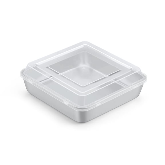 Walchoice 9 x 9 inch Baking Pan with Lid, Stainless Steel Square Cake Pans with Covers, Deep Bakeware for Lasagna Brownie, Silver