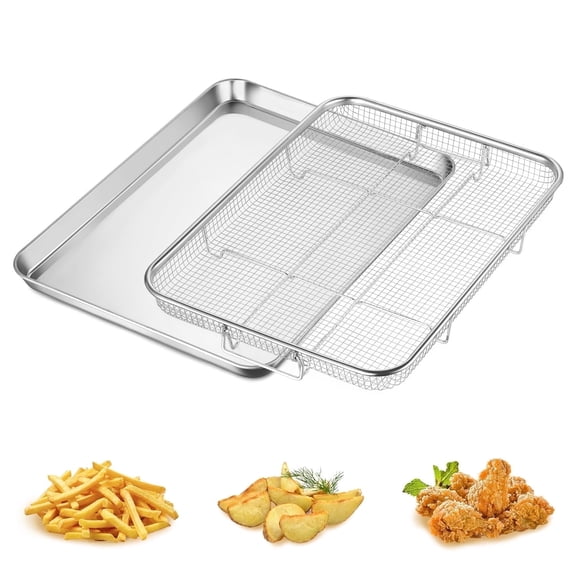 Walchoice Air Fryer Basket for Oven, 16” x 12” Stainless Steel Air Fryer Pan and Tray, Nonstick Crisper Tray for Frying Baking Roasting Cooling, Dishwasher Safe