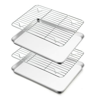 Stainless Steel Roasting Pan With Lids - Heavy Duty Rectangular Baking Sheet For Oven, BBQ & Grilling