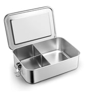 Walchoice Bento Box, 81oz Stainless Steel Lunch Container with Lid, 3 Compartments Food Storage with Removable Divider, Metal Meal Prep Container - Dishwasher/F