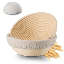 Walchoice Sourdough Bread Proofing Basket Set of 2, 9 Inch Round Dough Proofing Bowls, Sourdough Bread Baking Supplies for Bakers, Handmade Rattan Baskets with Liners