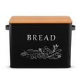 thumbnail image 1 of Walchoice Bread Box with Bamboo Lid for Kitchen Countertop, Farmhouse Metal Bread Storage Container Organizer, 13” x 7.2” x9.8”, Black, 1 of 6