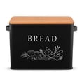 thumbnail image 1 of Walchoice Bread Box with Bamboo Lid for Kitchen Countertop, Farmhouse Metal Bread Storage Container Organizer, 13” x 7.2” x9.8”, Black, 1 of 6