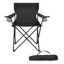 Walchoice Foldable Camping Chair, Oversized Lawn Chair for Adults, Portable Camp Chairs with Cup Holders for Outdoor Fishing Hiking Beach Picnic, Carrying Bag, Black