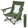 thumbnail image 1 of Walchoice Folding Beach Chair for Adults, Low Seat Camping Chair with High Back, Wide Seat Chair with Cup Holder & Carry Bag, Heavy Duty Portable Chair for Outdoor Picnic Travel - Green, 1 of 10