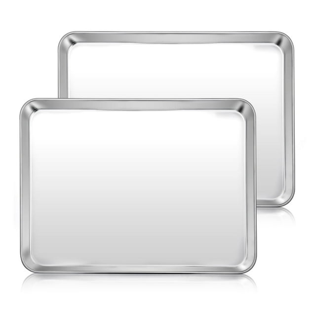Walchoice Set of 2 Large Stainless Steel Baking Sheets - Rust Resistant ...