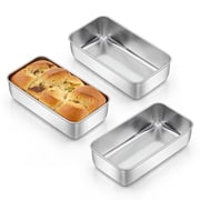 Walchoice 3-Pack Loaf Pan, 9 x 5 Inch Stainless Steel Bread Pan, Loaf Toast Baking Pan for Meatloaf Homemade Brownies, Easy Release & Dishwasher Safe