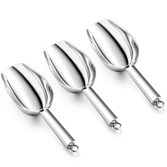 Walchoice Mini Ice Scoop Set of 3, Stainless Steel 3 Ounce Metal Utility Scooper for Food