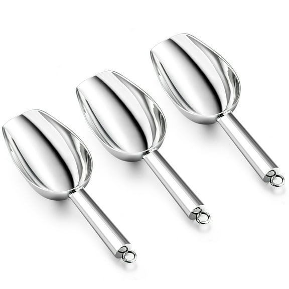 Walchoice Mini Ice Scoop Set of 3, Stainless Steel 3 Ounce Metal Utility Scooper for Food