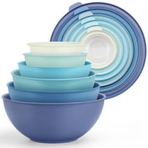Walchoice Mixing Bowls with Airtight Lids Set of 6, Plastic Nesting Bowls Prep Bowls for Mixing, Serving, Kitchen Preparing, Storage, Microwave & Freezer Safe