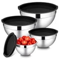 thumbnail image 1 of Walchoice Mixing Bowls with Lid Set of 4, Stainless Steel Nesting Metal Bowls for Kitchen Storage, Ideal for Preparing Cooking Serving Freezing, Size 0.7 & 1.2 & 2 & 2.5 QT - Black, 1 of 7