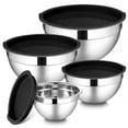 thumbnail image 1 of Walchoice Mixing Bowls with Lid Set of 4, Stainless Steel Nesting Metal Bowls for Kitchen Storage, Ideal for Preparing Cooking Serving Freezing, Size 0.7 & 1.2 & 2 & 2.5 QT - Black, 1 of 7