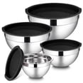 thumbnail image 1 of Walchoice Mixing Bowls with Lid Set of 4, Stainless Steel Nesting Metal Bowls for Kitchen Storage, Ideal for Preparing Cooking Serving Freezing, Size 0.7 & 1.2 & 2 & 2.5 QT - Black, 1 of 7