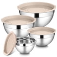 thumbnail image 1 of Walchoice Mixing Bowls with Lid Set of 4, Stainless Steel Nesting Metal Bowls for Kitchen Storage, Ideal for Preparing Cooking Serving Freezing, Size 0.7 & 1.2 & 2 & 2.5 QT - Khaki, 1 of 7