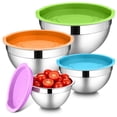thumbnail image 1 of Walchoice Mixing Bowls with Lid Set of 4, Stainless Steel Nesting Metal Bowls for Kitchen Storage, Ideal for Preparing Cooking Serving Freezing, Size 0.7 & 1.2 & 2 & 2.5 QT - Multicolor, 1 of 7