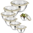 thumbnail image 1 of Walchoice Mixing Bowls Set of 7, Stainless Steel Prep Bowls with Airtight Clear Lids, Metal Nesting Salad Bowls for Cooking Serving Storing, Dishwasher Safe, 4.6/ 3.5/ 2.6/ 2/ 1.5/ 1/ 0.7 QT - Khaki, 1 of 7