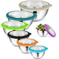 thumbnail image 1 of Walchoice Mixing Bowls Set of 7, Stainless Steel Prep Bowls with Airtight Clear Lids, Metal Nesting Salad Bowls for Cooking Serving Storing, 4.6/ 3.5/ 2.6/ 2/ 1.5/ 1/ 0.7 QT - Colorful, 1 of 7