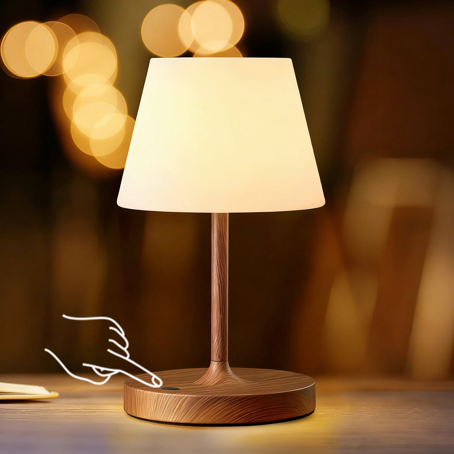 Walchoice Cordless Table Lamp Rechargeable, Outdoor Operated Shower Lamp Waterproof, Touch Dimmable Desk Lamp for Bedroom Living Room Beside Patio Camping - Walnut Brown - Walmart.com