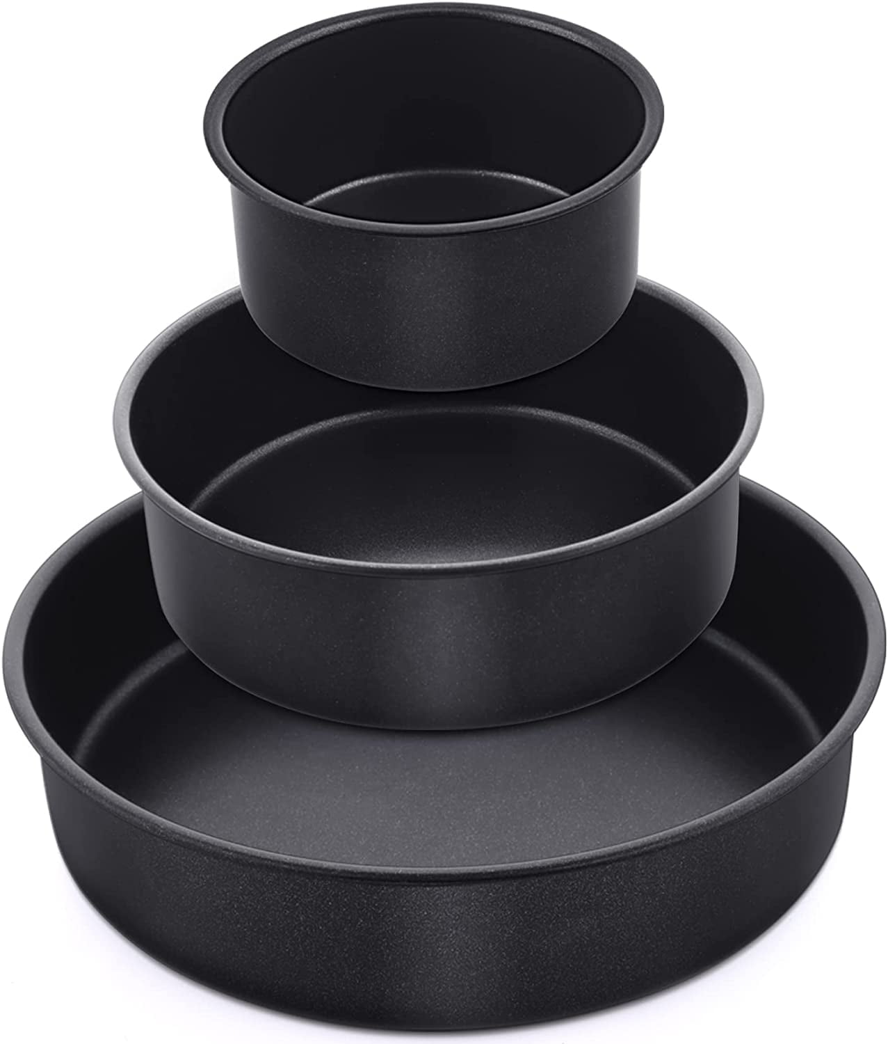 Walchoice Round Cake Pan set of 3, Non-stick Baking Pans for Home, Metal Cake Tin with Stainless Steel Core, Includes 4/6/8 in Pans