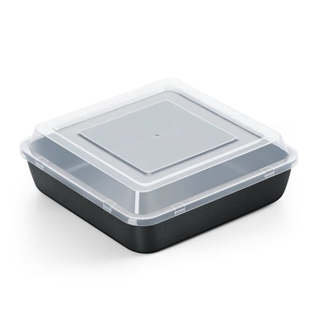 Walchoice Square Baking Pan with Lid, 8 x 8 inch Stainless Steel Cake Brownie Pan with Cover, Nonstick Metal Bakeware for Baking
