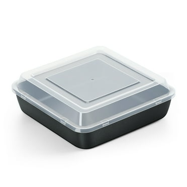 Walchoice Square Baking Pan with Lid, 8 x 8 inch Stainless Steel Cake Brownie Pan with Cover, Nonstick Metal Bakeware for Baking