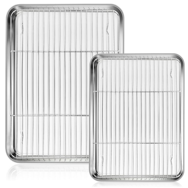 Walchoice Stainless Steel Baking Sheet with Rack Set(2 Pans + 2 Racks), Cookie  Sheet Baking Tray with Cooling Racks for Home Restaurant, Oven & Dishwasher  Safe 