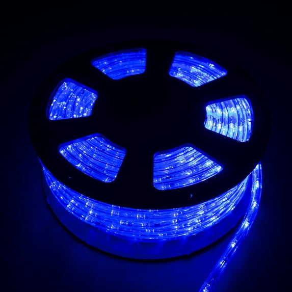 Walcut 100Ft 2 Wire LED Rope Lights, Blue Lights with Clear PVC Jacket, Connectable and Flexible, for Indoor Wedding Christmas Party and Waterproof for Outdoor Decoration