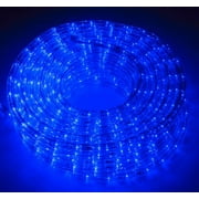 Walcut 100Ft 2 Wire LED Rope Lights, Blue Lights with Clear PVC Jacket, Connectable and Flexible, for Indoor Wedding Christmas Party and Waterproof for Outdoor Decoration