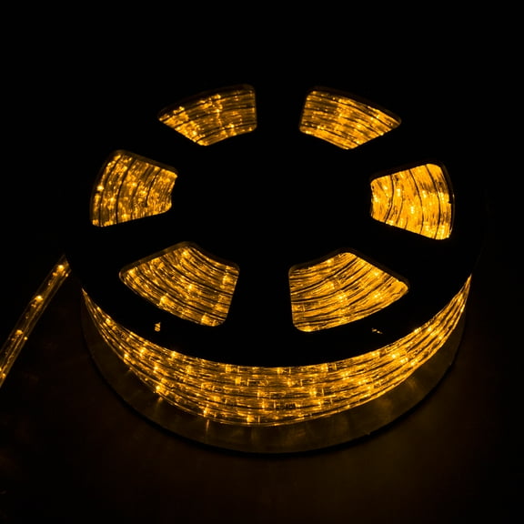 Walcut 100Ft 2 Wire LED Rope Lights, Yellow Lights with Clear PVC Jacket, Connectable and Flexible, for Indoor Wedding Christmas Party and Waterproof for Outdoor Decoration