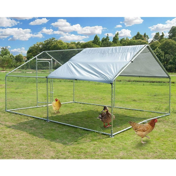 Walcut 13x10 ft. Large Metal Chicken Coops with Waterproof Chicken Wire Cage and Cover Walk in Chicken Runs Pen